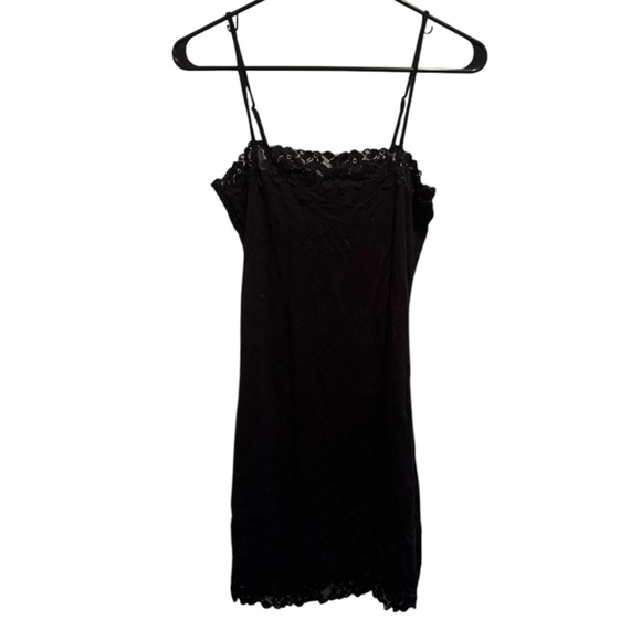 Black Mini Dress With Lace Trim - Picture 3 of 14